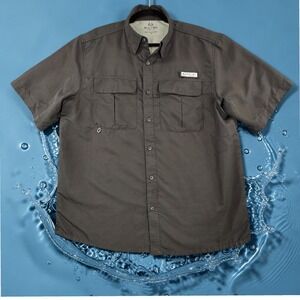 Realtree Fishing Mens Black Short Sleeve Button Down Shirt TS10047 Large